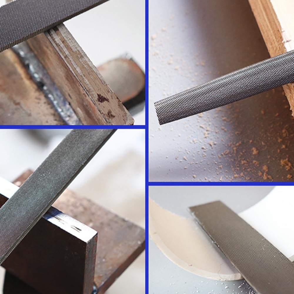 Set of 5 Metal Metal Woodworking Flat Bar Polishing Tools Files, Files, Files, Round, Half-round, Triangular, Files, Files, Deburring,