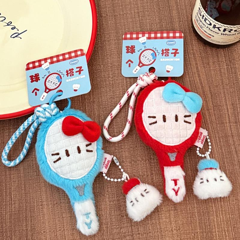Cute Cartoon Badminton Racket Doll Pendant Keychain Kawaii Simulation Filled Doll Backpack Decoration Pendant Accessories Gift