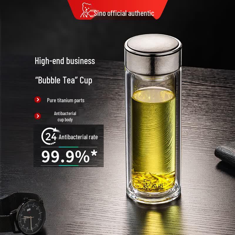 Xeno Double Wall Glass Tea Infuser Bottle