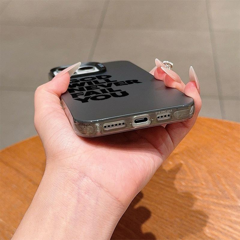Simple English Mobile Phone Case iPhone15Promax All-inclusive Edge Apple 14 Anti-drop 13 Matte 12 Men's and Women's 11