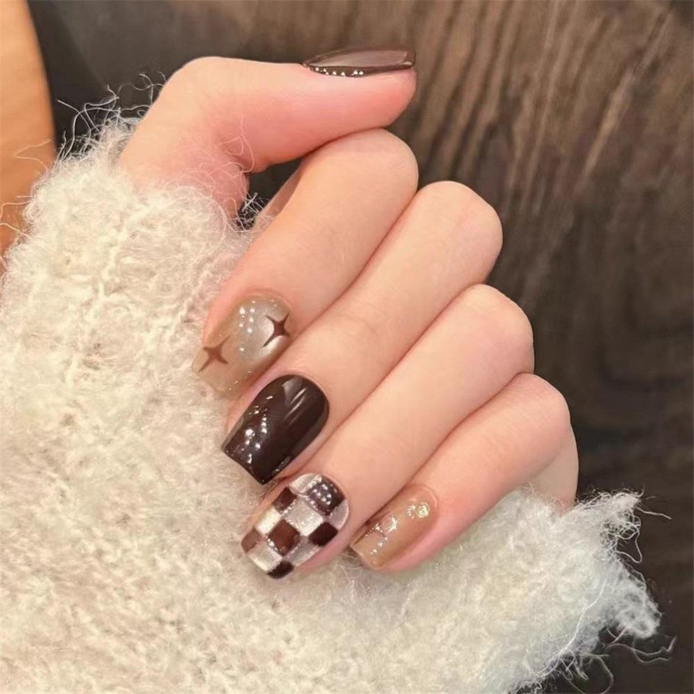 Cat-eye Wearable Nail Patches Ins Style Handmade Manicure Patches Fake Nails New Year Red Environmental Protection