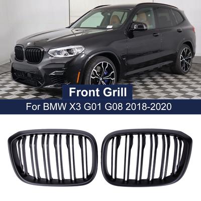 1 Paar Doppellamellen vorne Nierengrill für BMW 3 4 X3 X4 G01 G02 G08 2018 Nierengrill glänzend mattschwarz Racing