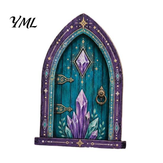 Small Fairy House Accessories Mini Wooden Door, 2D Flat Miniature Garden Rustic Nordic Style Decor Gate for DIY Craft, Dollhouse Accessory,