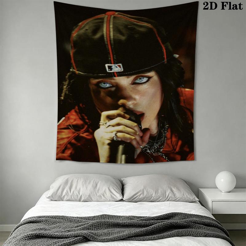 Billie Eilish Wall Tapestry Aesthetic Wall Hanging Printed Fabric Blanket Decorative Tapestries for Bedroom Living Room Home Decor