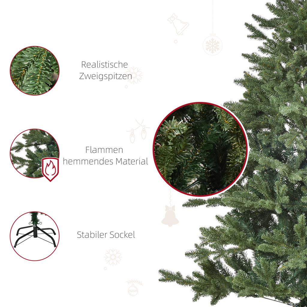 Artificial Christmas Tree 150 cm Artificial Fir Tree with 444 Tips, 3 Different Leaf Shapes, Flame-Retardant