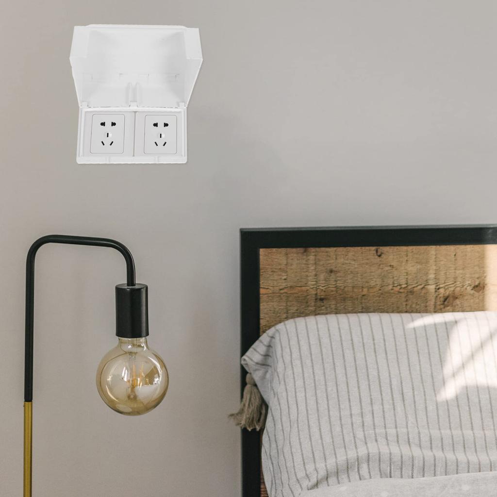 JECOMPRIS Large 2-Row Waterproof Outlet Cover, Switch Protector, 86-inch Wall Switch Socket, Waterproof Cover Box, Clear (White)