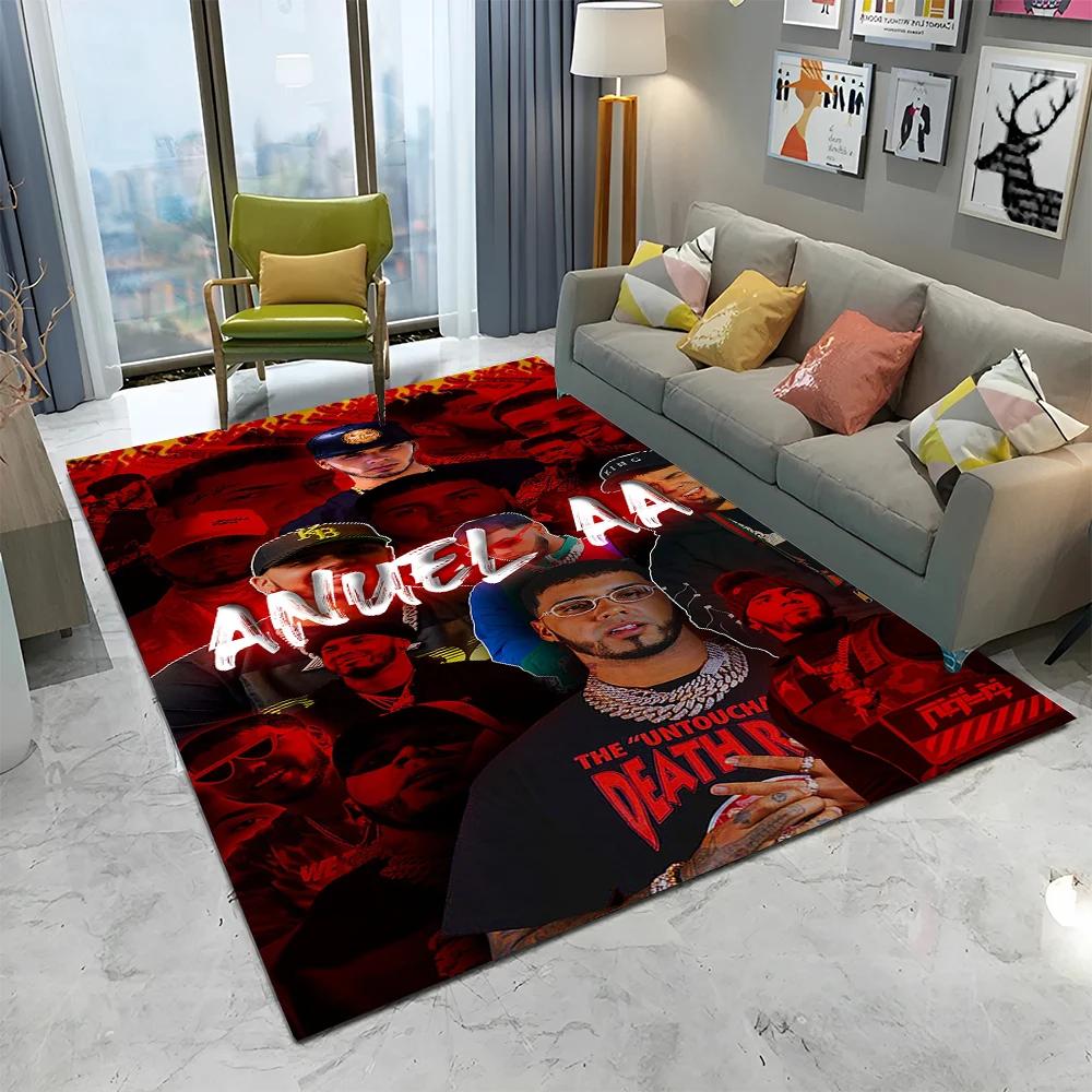 Free Anuel AA Rapper Hip Hop Singer Carpet Rug for Home Living Room Bedroom Sofa Doormat Decor,kids Area Rug Non-slip Floor Mat