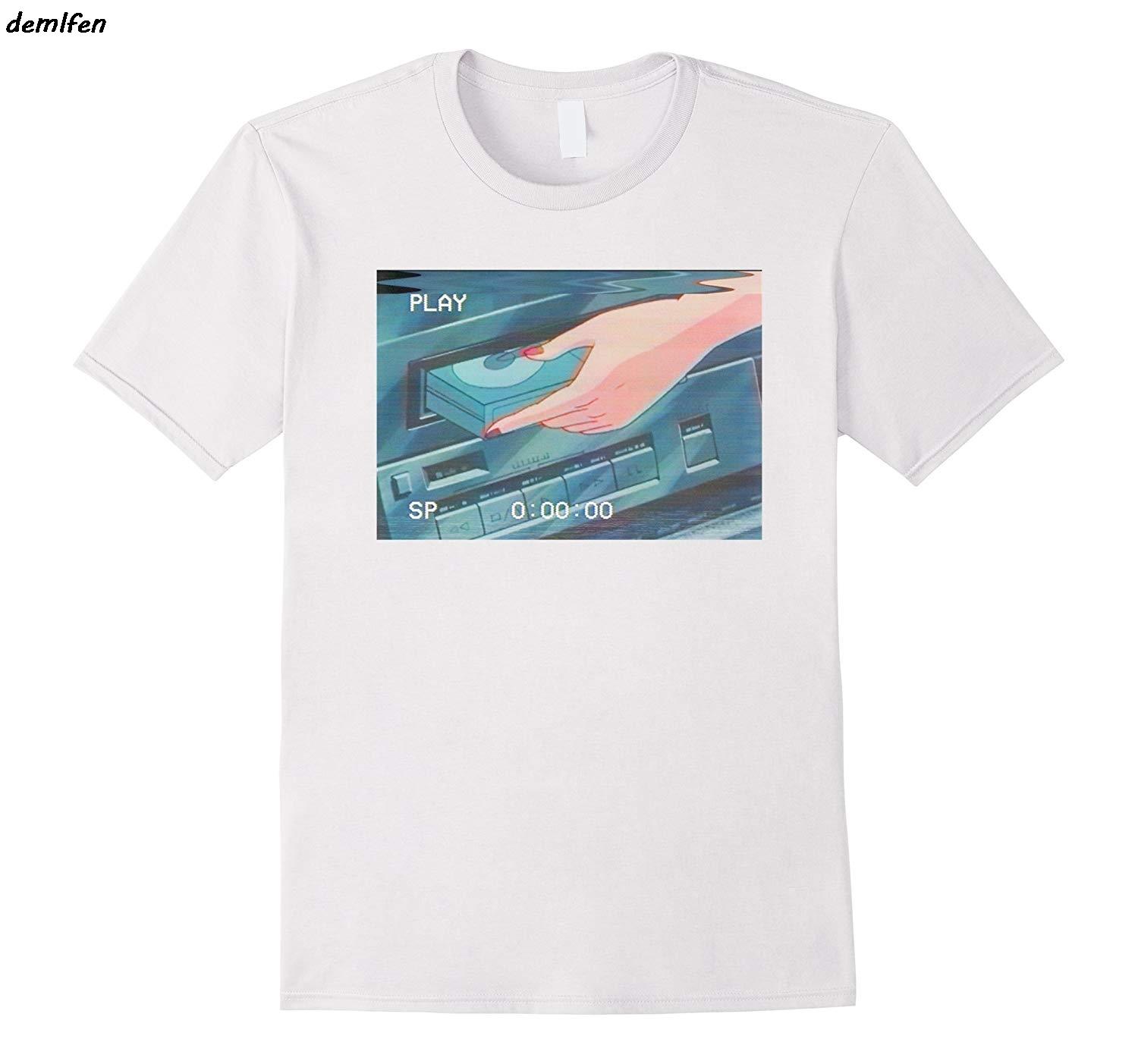 Summer Video Cassette Recorder VCR VHS Retro Anime Print TShirt Harajuku Streetwear Oneck Cotton Shirt Tees Unisex Short Sleeve S