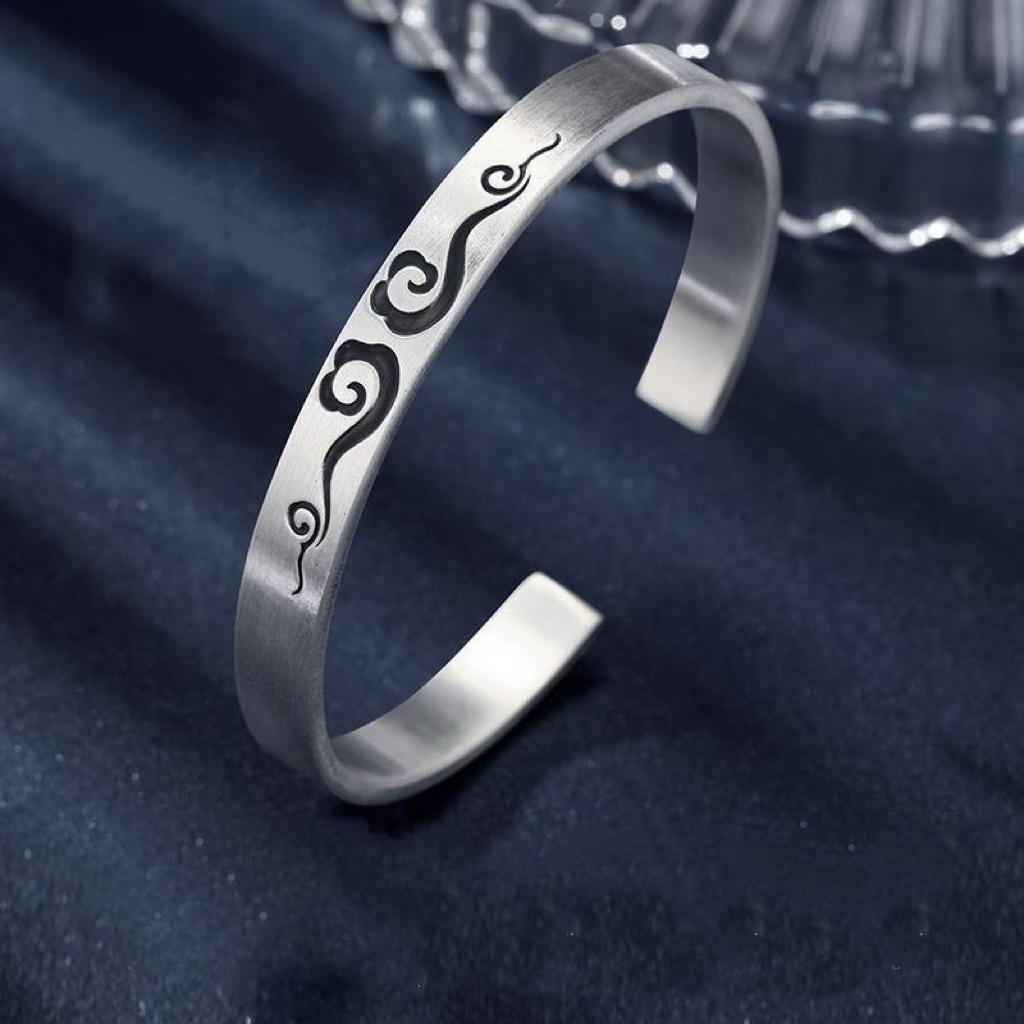 S999 Retro Elegant Cloud Couple Bracelets: Solid Men's & Women's Bangles - Valentine's Day Gift