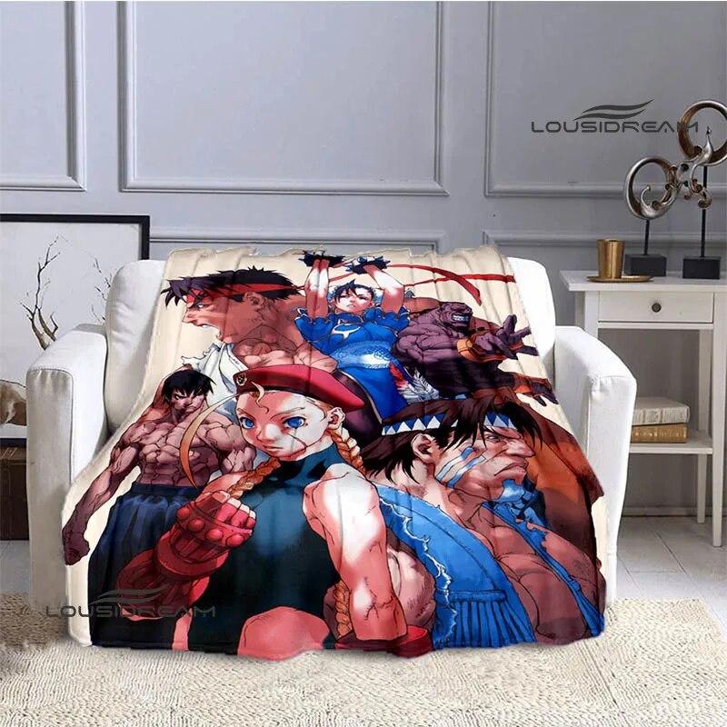 Classic Game Street Fighter Printed Blanket Flange Warm Blanket Bed Linings Home Travel Blanket Picnic Blanket Birthday Gift