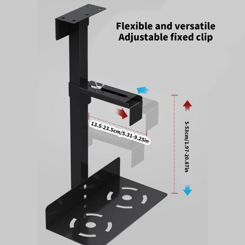 PC Case Holder Adjustable Metal Under Desk CPU Holder Bracket For Home Office And Gaming Setups Enhances Legroom