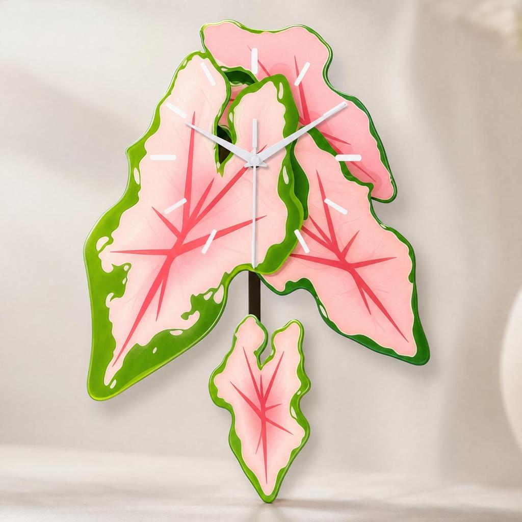 Layered Leaf Decorative Wall Clock Medium Size for Living Room, Bedroom