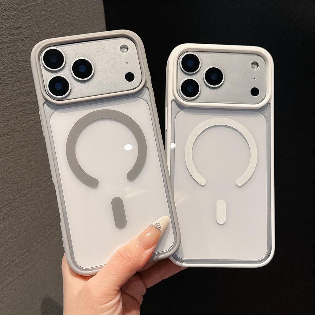 For iPhone 17 16 15 14 13 12 11 Pro Max Plus XS XR Fashion Cover For Magsafe Magnetic Wireless Charge Clear Acrylic Phone Case