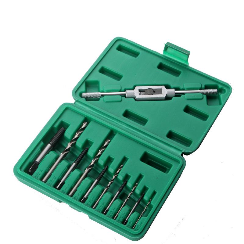 11-Piece Set: Wire Extractor, Tap, Twist Drill, Screw Extractor, Tap Wrench