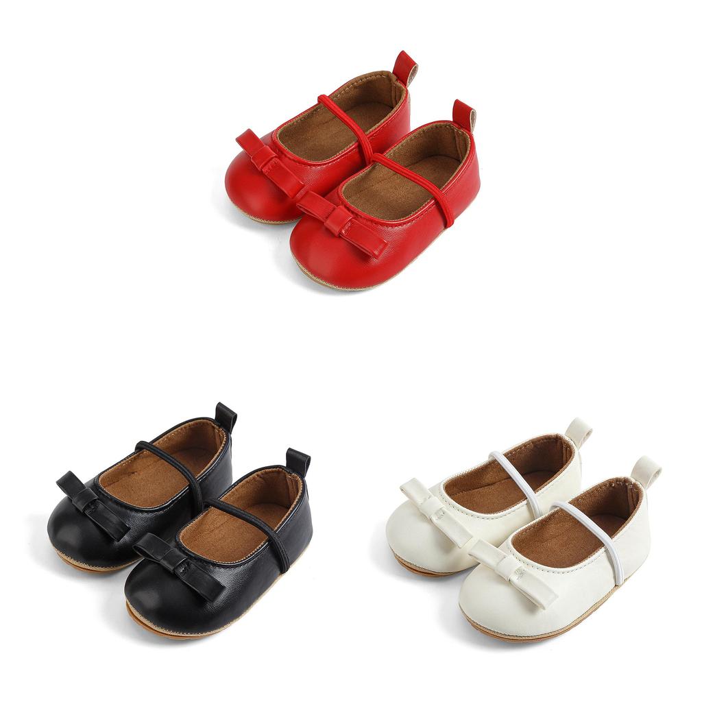 Sapatos de Bebê Princesa Cor Sólida Com Decoração de Laço Para Menina Pequena Moda