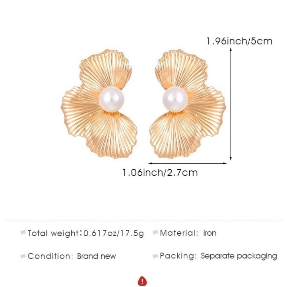 Exaggerated Leaf Drop Earrings Gold Color Plated Petal Pendant Earrings  Party Ear Accessories