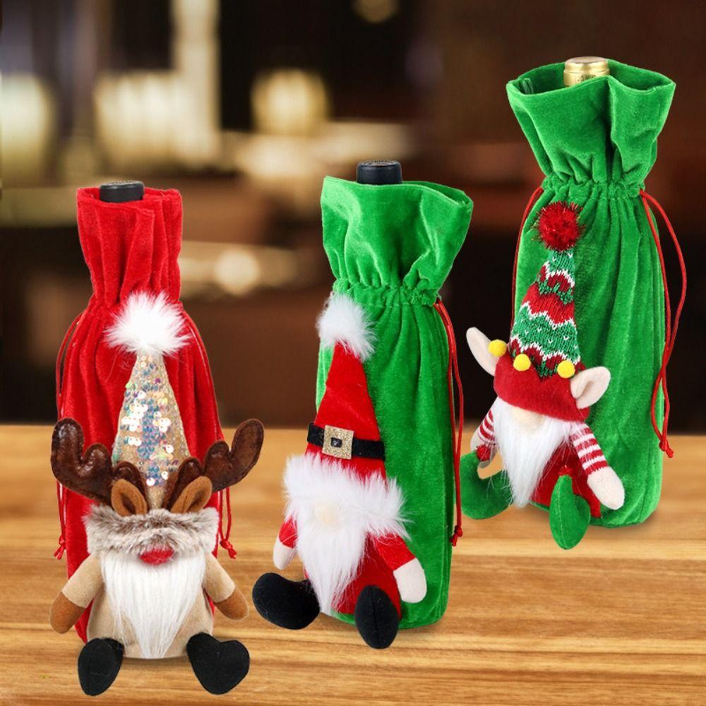 

Cartoon Wine Sleeve Cover Ethnic Style Christmas Decoration Supplies Wine Bottle Protector Home