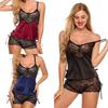 Women Sexy Satin Lace Slip Dress Sleepwear Babydoll Lingerie Nightdress Pajamas Set