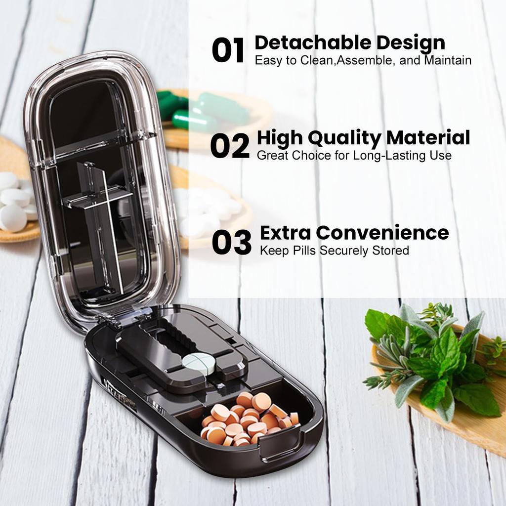 Portable 2/4 In 1 Pill Cutter Storage Box Reusable Medicine Containers Medicine Storage with Accurate Pill Alignment