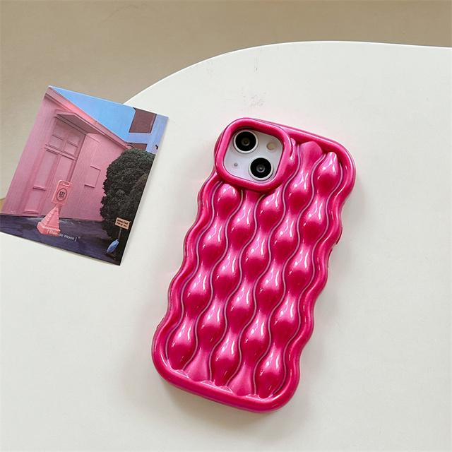 Moskado 3d Acı Kavun Şerit Desen Telefon Kılıfı Iphone 14 13 11 12 Pro Max Lüks Dalgalı Kenar Darbeye Dayanıklı Yumuşak Tpu Arka Kapak