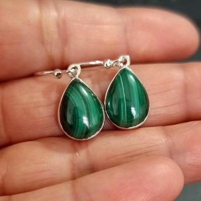 Malachite Earring, Women Earring, Handmade Earring, Dangle Earring, Silver Charm Jewelry, Mom Gift