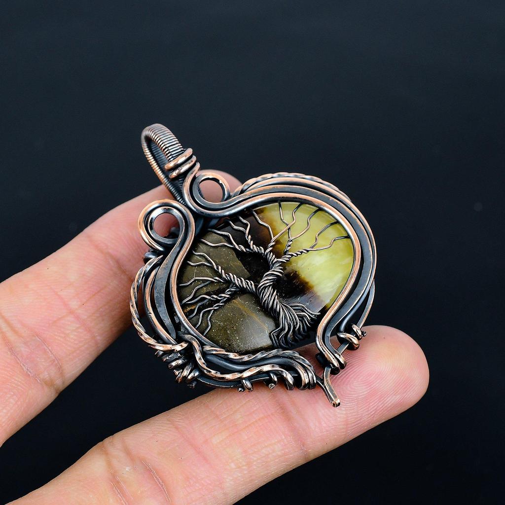 Septarian 999 Copper Wire Wrapped Pendant, Handmade Gemstone Tree Of Life Pendant Jewelry, Gifts For Wife Brand New Pendant