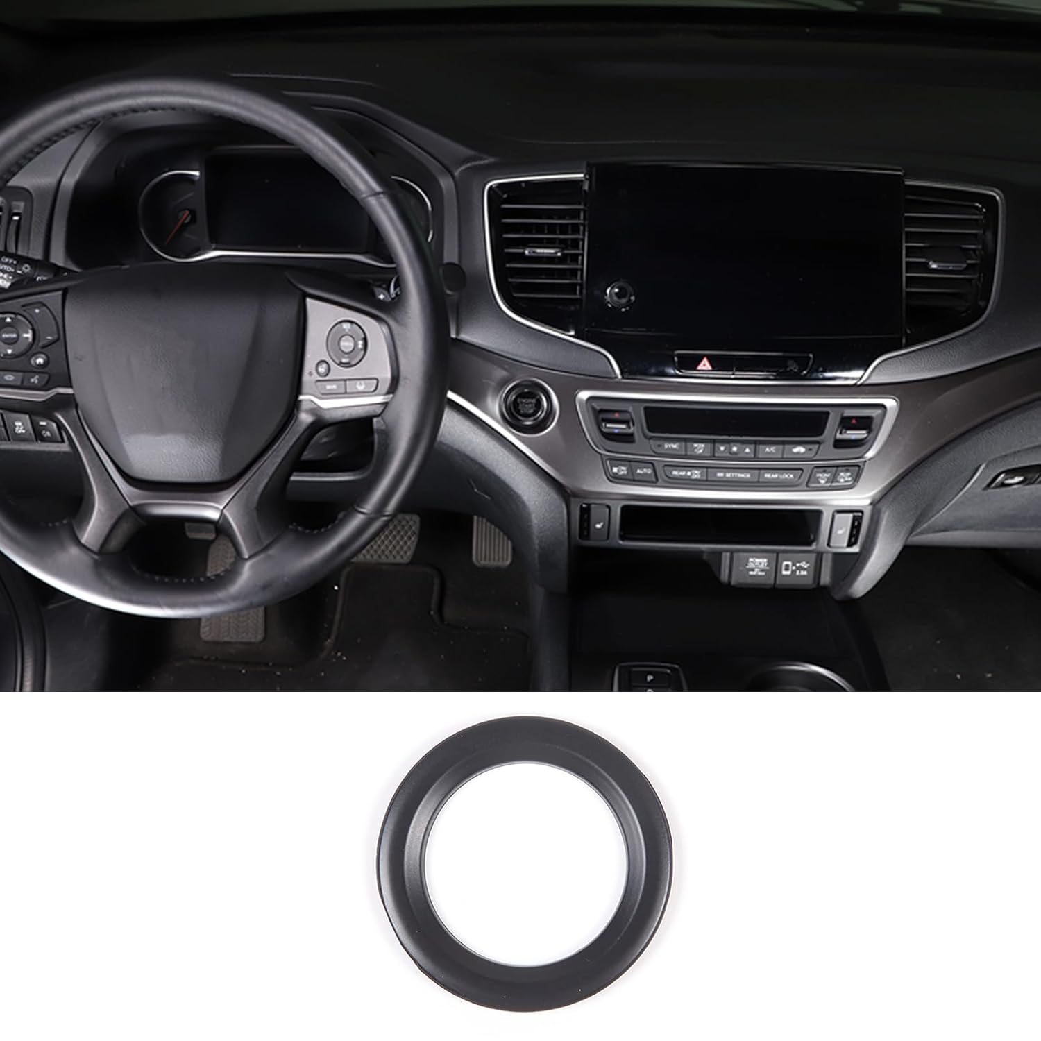 Engine Start Stop Switch Button Frame Trim for Honda Pilot 2016-2022/ Ridgeline 2017-2023/ Passport 2019-2023, ABS Material Start Stop Push Button матовый черный
