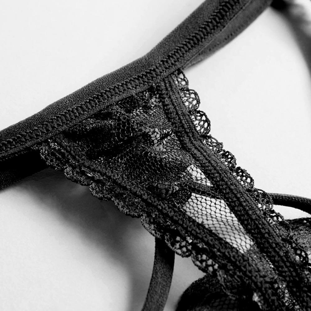 Hollow Sexy Thong Low Waist Transparent Lace Elastic Underwear Women's French Temptation Seamless T Pants 2154