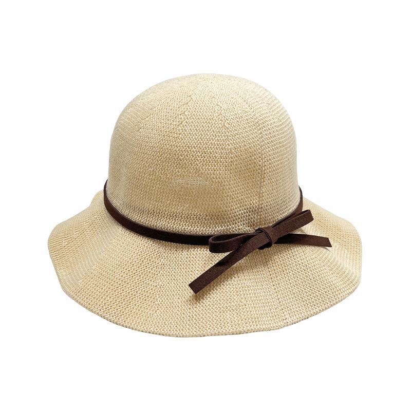 Hat women's spring and summer sunshade fashion bucket hat elegant temperament casual travel sunscreen hat white versatile top hat