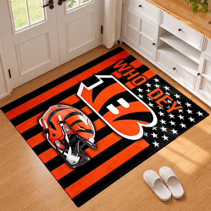 Cincinnati Bengals Carpet Door Mat for Living Room or Bedroom Protective Mat Under Chair Office Decoration Christmas Gift Birthday Present