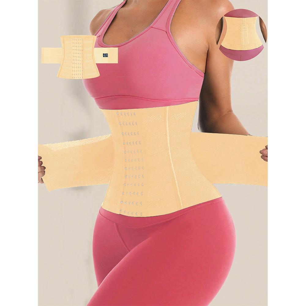 Wrap Waist Trainer Double Belt Faja Body Shaper Corset Shapewear Slimming Sheath Woman Flat Tightens Belly Sheath Waist Trainer