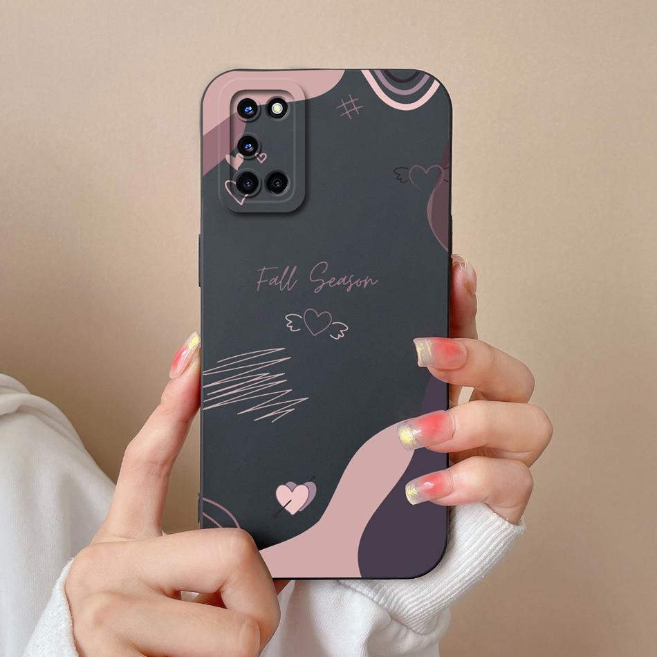 For Oppo A52 A72 A92 Case Butterfly Heart Simple Back Cover Soft Liquid Silicone Funda Camera Protection Anti Drop Phone Housing