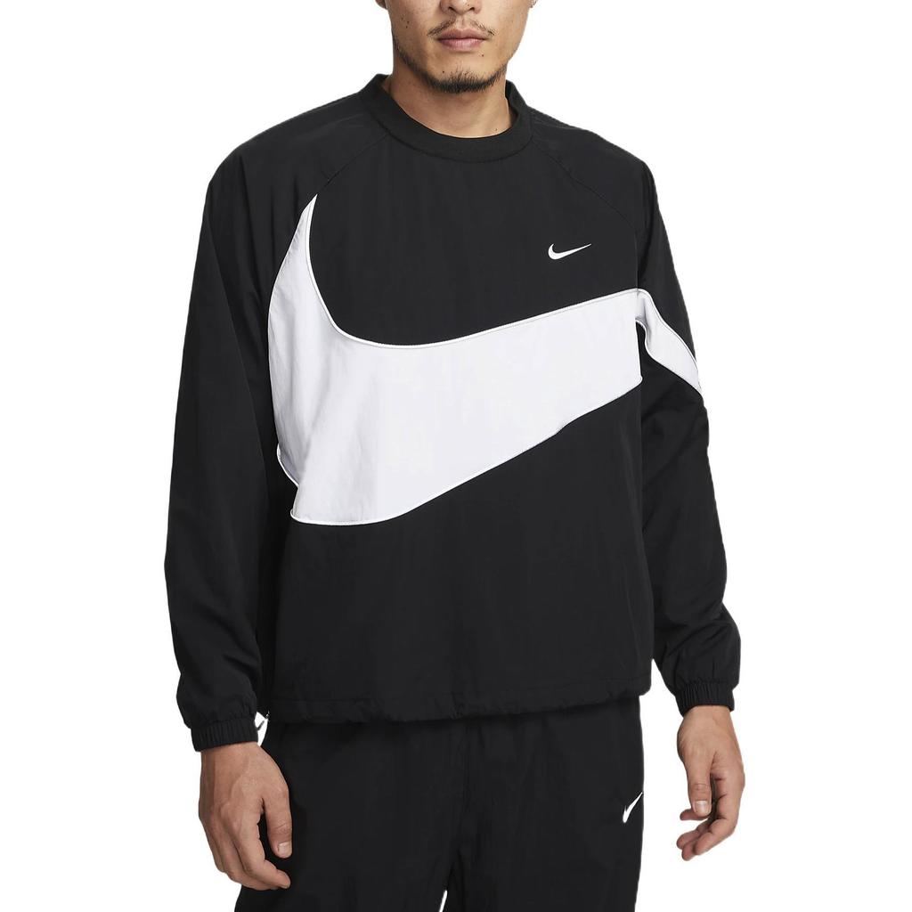 Nike Αθλητικό Μπουφάν Υφαντό με Μεγάλο Λογότυπο Swoosh (Μέγεθος Ασίας) Μαύρο/Λευκό Ανδρικό Streetwear DX0661-010