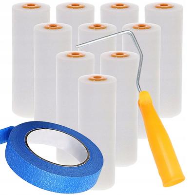 Zestaw Malarski 10x Gąbkowy Wałek 10 Cm Z Uchwytami I Taśmą 40 Mm – Do Farby Wodnej I Olejnej | Precyzyjne Malowanie | Wysoka Jakość