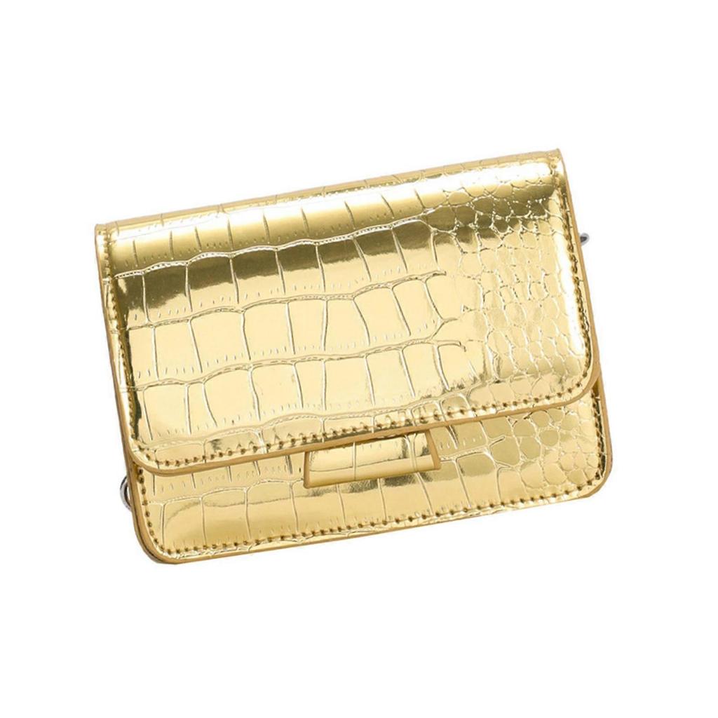 Stylish Shoulder Bag for Women and Girls Small Crossbody Purse Satchel with PU Leather Finish and Chain Crossbody Strap Gold