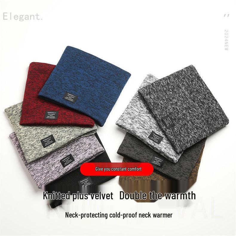 Unisex Fleece-Lined Knitted Snood: Warm Winter Neck Scarf With High-Neck Woolen Design In Versatile Korean Style