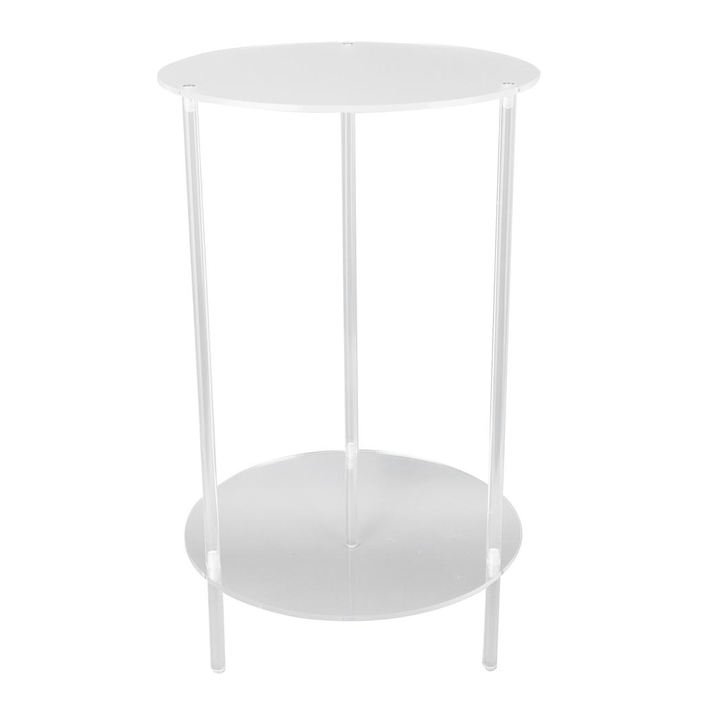 Clear Acrylic Side Table 2 Tier Round Top Nightstand Small Modern End Table for Living Room Bedroom