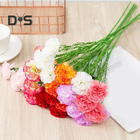 Artificial Flower 1 Branch Realistic Easy Care 5 Forked Beautiful Romantic Wedding Artificial Carnation Party Supplies