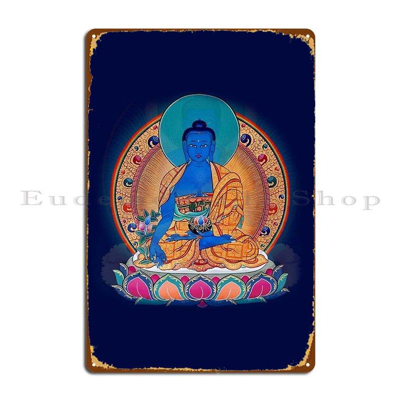 Бхайсаджьягуру Будда Медицины Тханка Металлическая Вывеска Декор Стены Декор Стены Кинотеатра Железный Клуб Оловянная Вывеска Постер 20x30cm