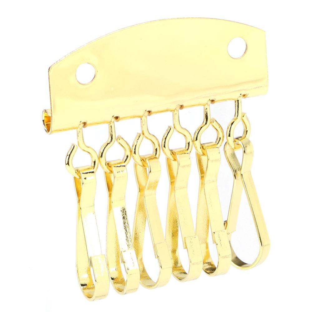 6 Hooks Clasp Clip Leather Keychain Gold/Bronze Color Key Case Holder For DIY Crafting