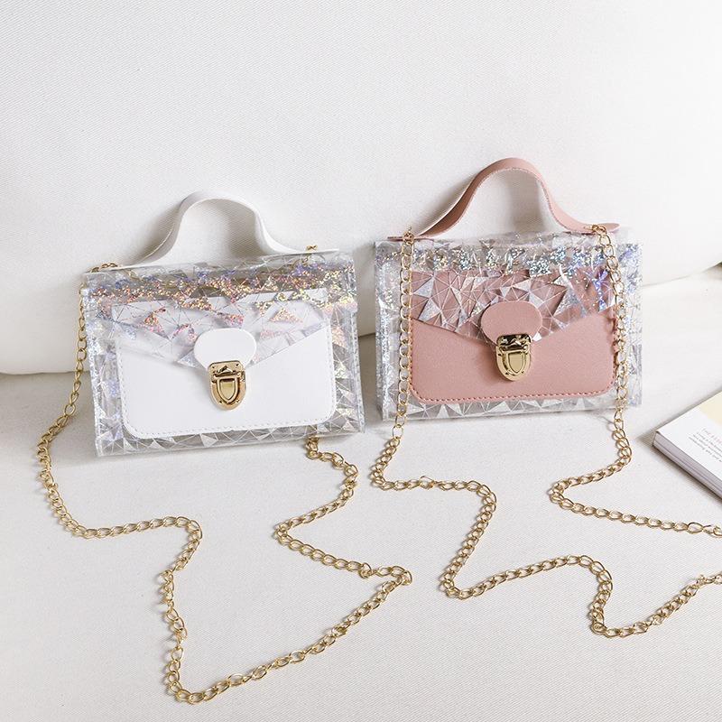 New chain transparent fashion women's bag single shoulder personality versatile messenger texture cosmetic bag