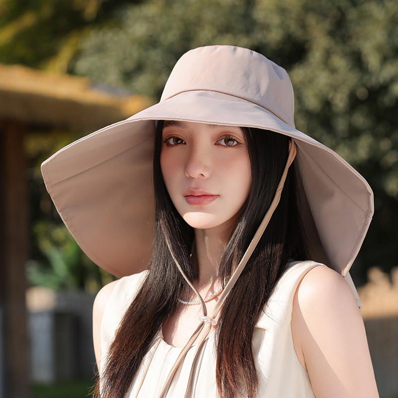 Summer Outdoor Sun Protection Cap With Neck Shield Lightweight Polyester For Women