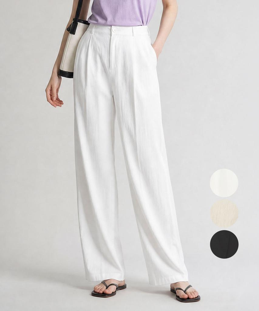KIM YOUNG JOO GOLF Summer Washer Pintuck Back Elastic Women'S Wide Pants Dqmlsl97