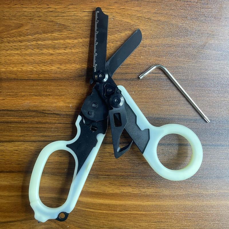 Medical Tactical Rescue Scissors Glow In The Dark 6 In 1 Black
