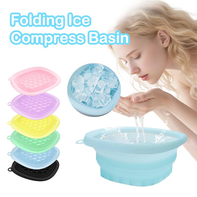 Square Foldable Silicone Bowl For Face Ice Bath And Home Skincare Routine Portable Face Dipping Bowl For Women And Girl