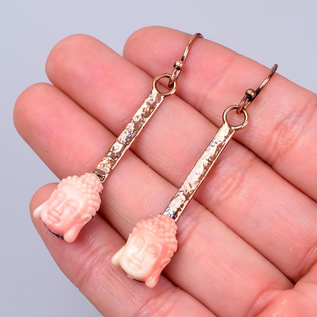 Opal Gemstone Hook New Electroformed Drop Sisters Gift Earrings Jewelry Copper V-70
