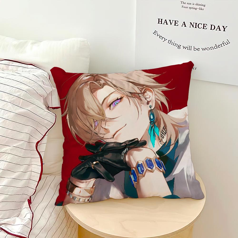game Honkai Star Rail Aventurine cushion cover Comfortable soft Pillow Case for Sofa Living Room Home Decor Protective Covers