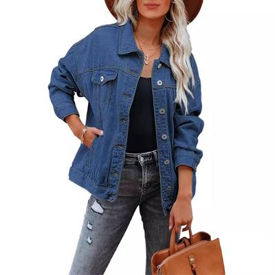 Women's Oversized Denim Jacket Casual Loose Coat with Multiple Colors