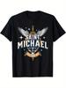 Unisexs Catholic Saint Michael Archangel     Sword Design 100 Cotton Summer   Short Sleeve Oneck Printed Tshirt