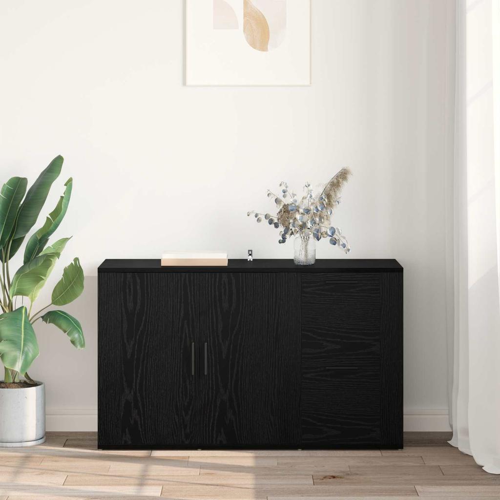 Sideboard in Black Oak Look 100 x 33 x 59.5 cm Engineered Wood